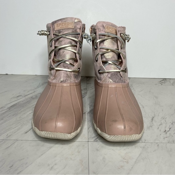 Sperry Saltwater Pink Camo Waterproof Duck Boot 12 - Picture 2 of 14